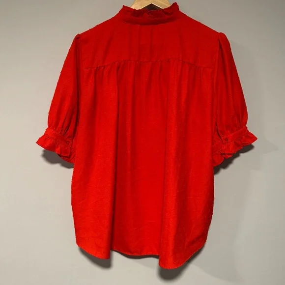 Ann Taylor Factory - Deep Orange Ruffle Collar Blouse - Picture 2 of 9